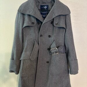 Women’s Gray Wool Blend Double-Breasted Coat